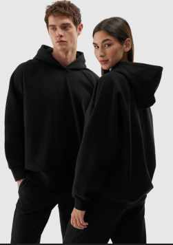 Sporta džemperis hūdijs unisex - melns